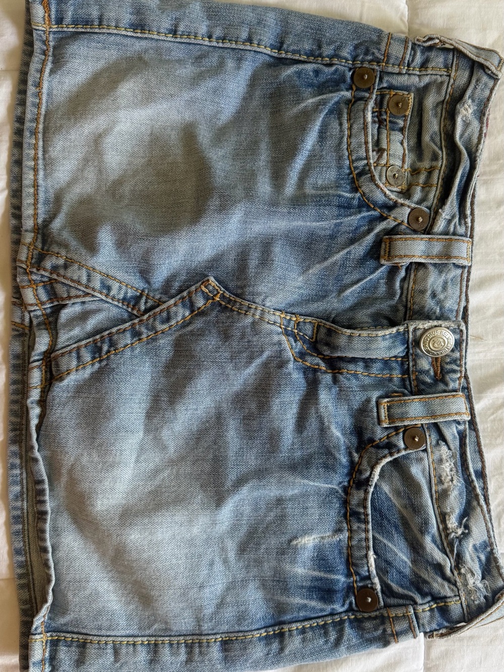 True Religion Light Blue Denim Mini Skirt
